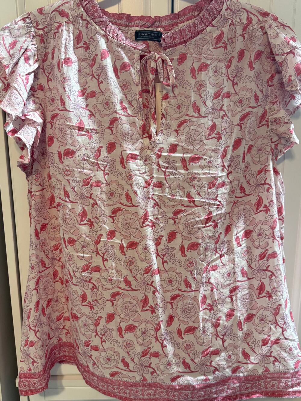 The Vineyard Vines women's adare ruffle sleeve popover top sz XL NWT